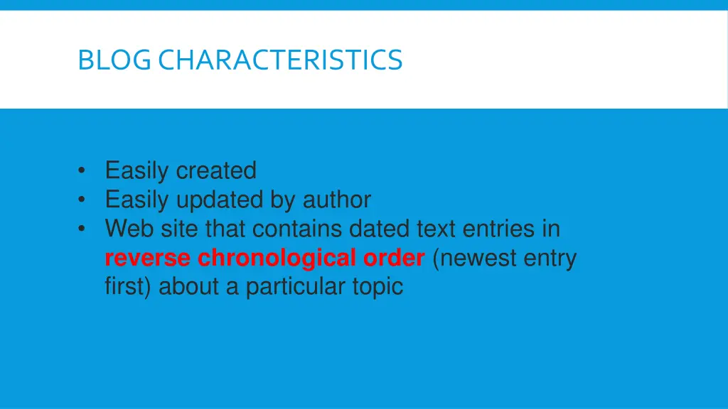 blog characteristics