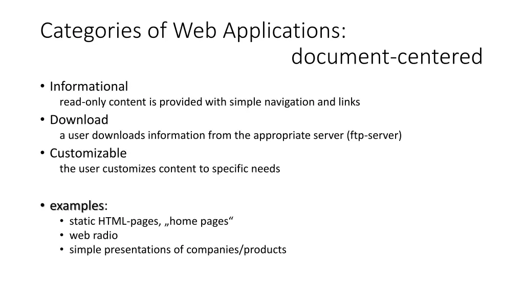 categories of web applications 1