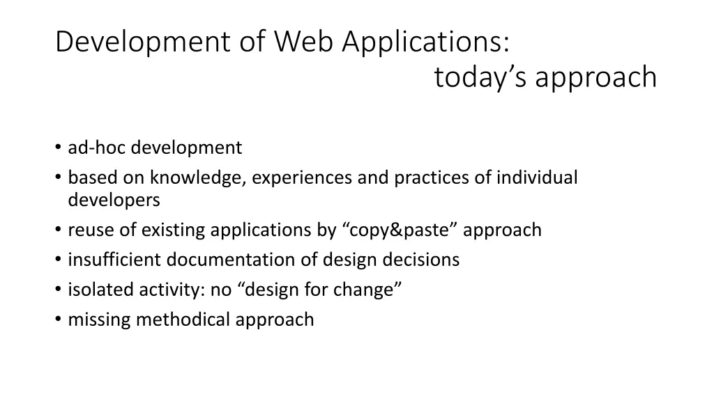 development of web applications