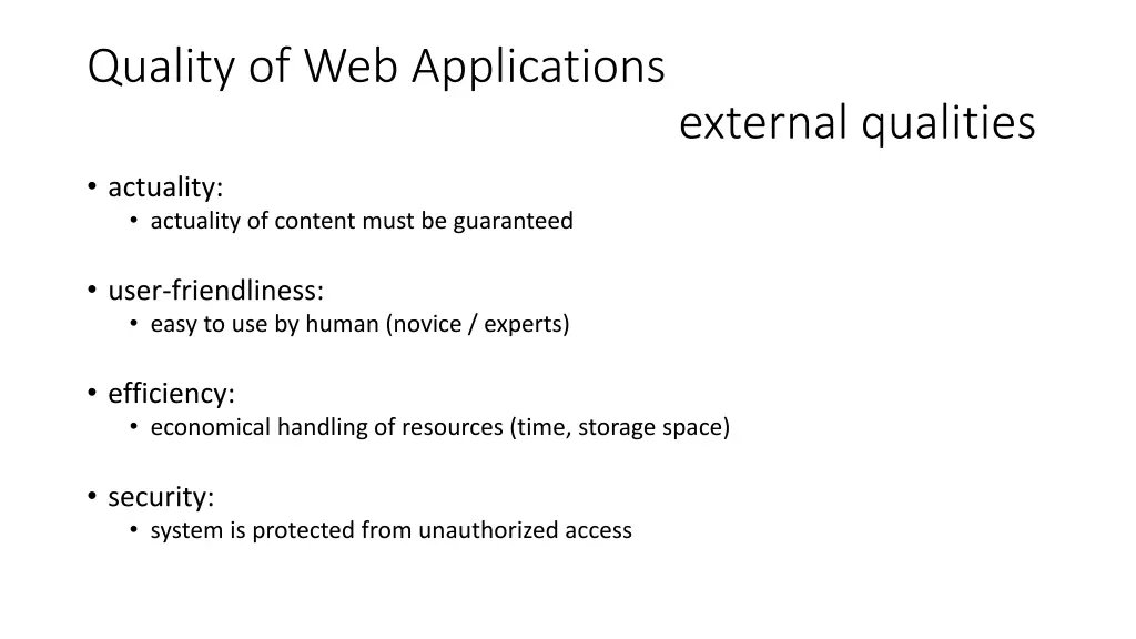 quality of web applications external qualities 1