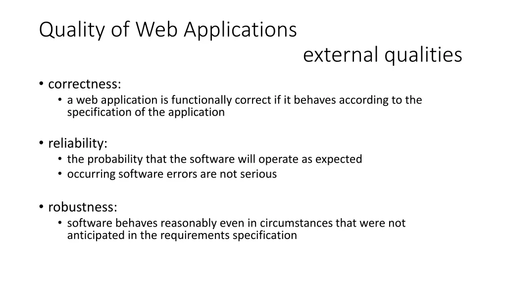 quality of web applications external qualities