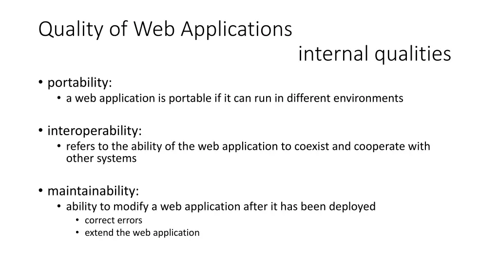 quality of web applications internal qualities