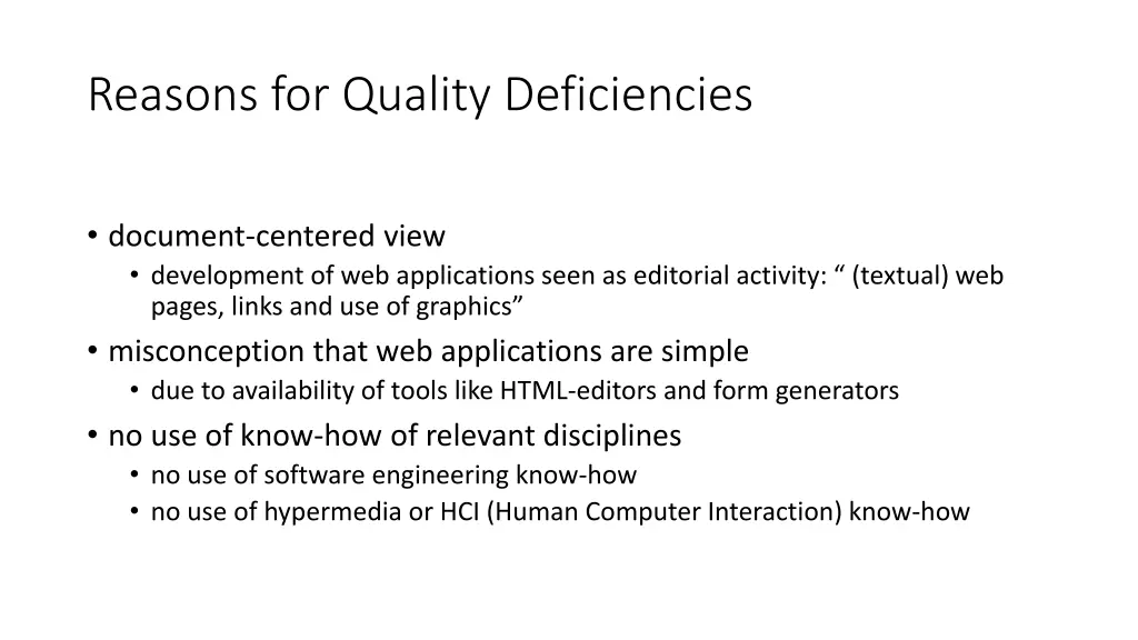 reasons for quality deficiencies