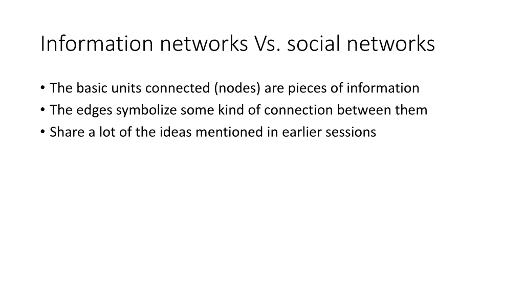 information networks vs social networks