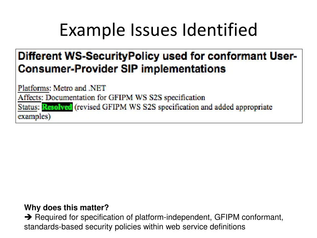 example issues identified 3