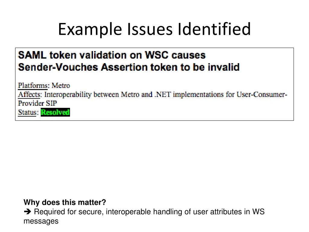 example issues identified 5