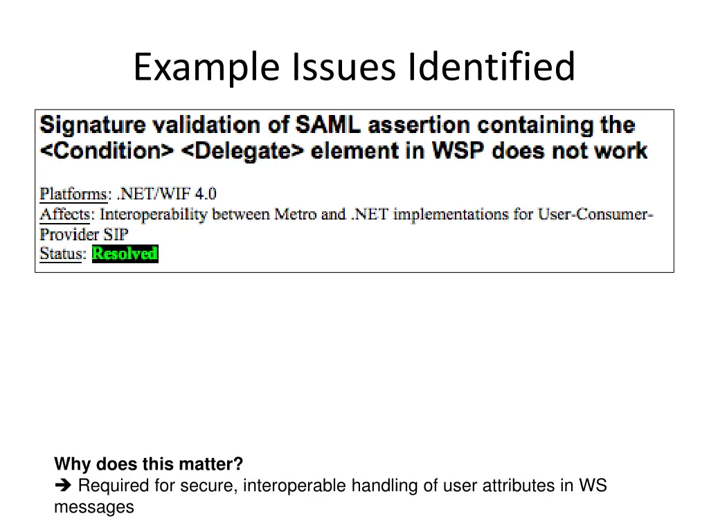 example issues identified 6