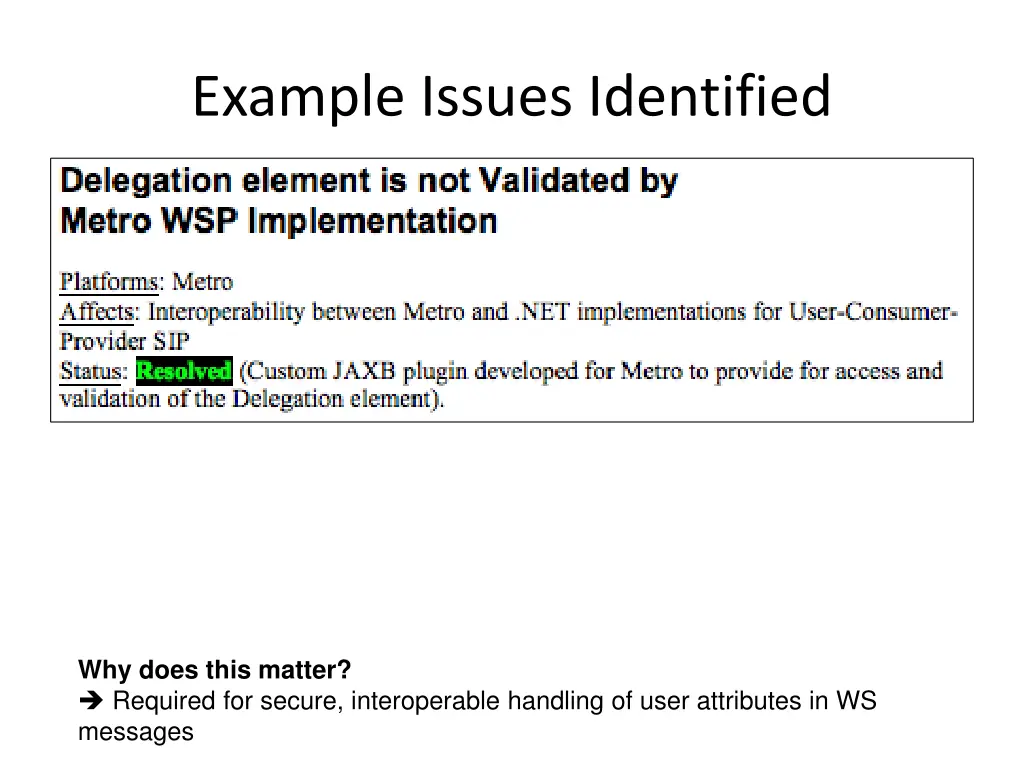 example issues identified 7