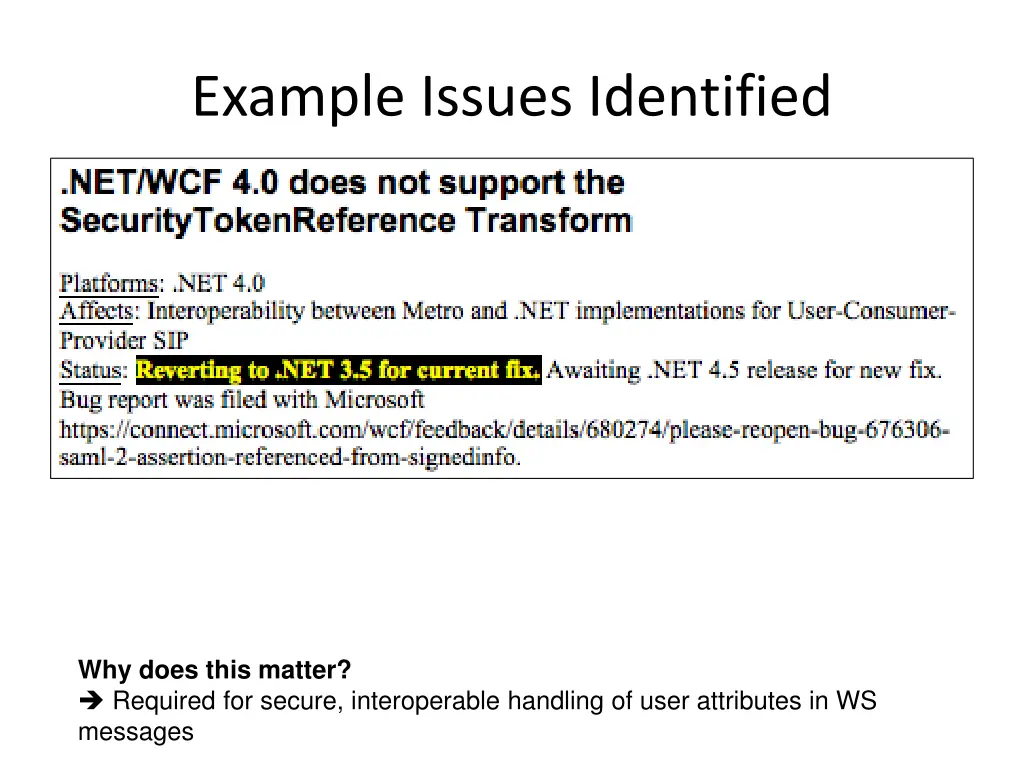 example issues identified 8