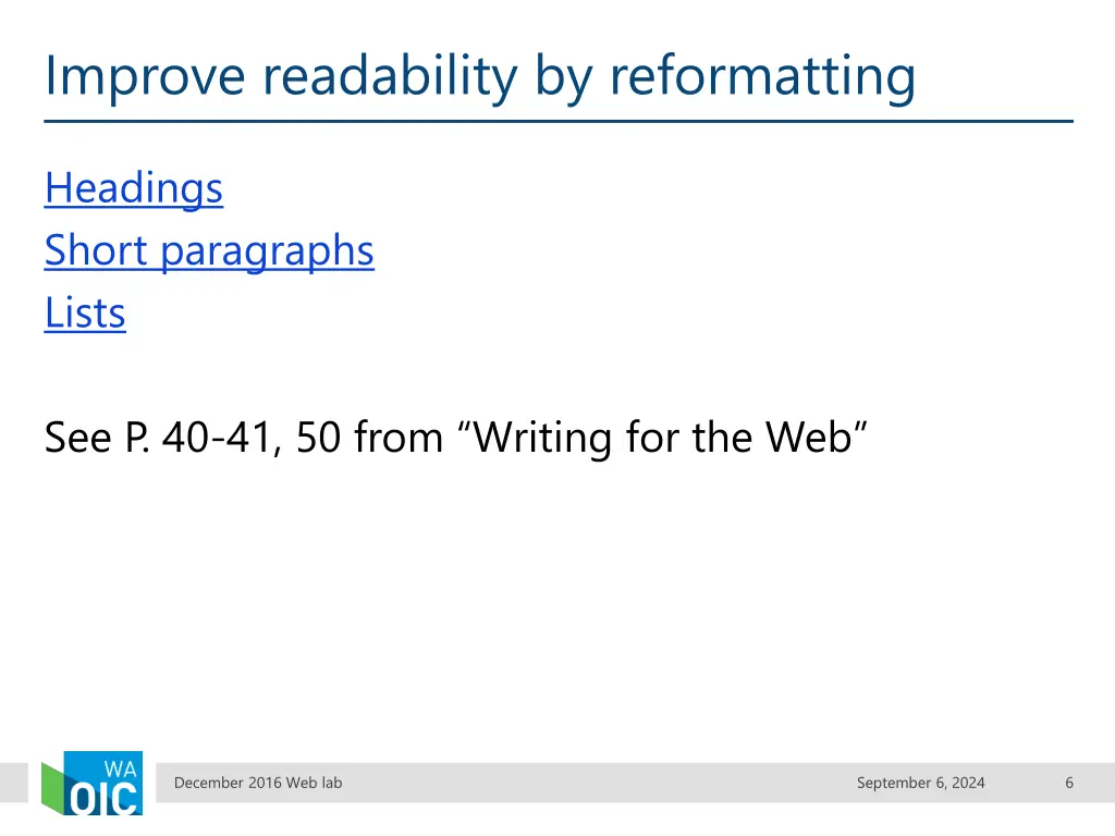 improve readability by reformatting