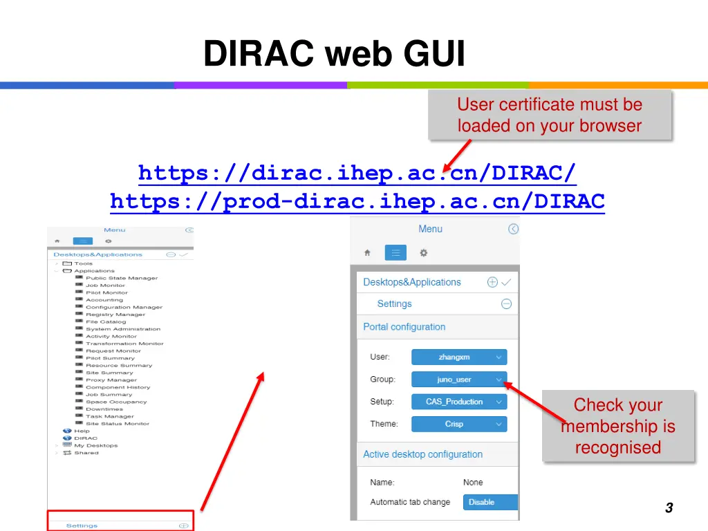 dirac web gui