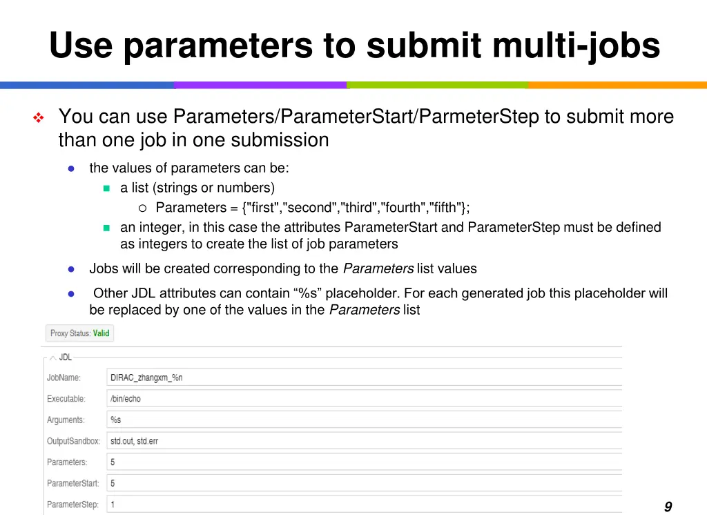 use parameters to submit multi jobs