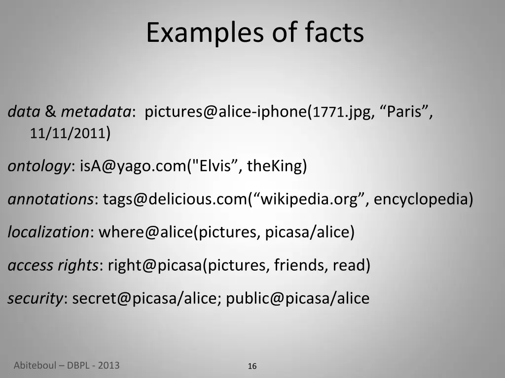 examples of facts