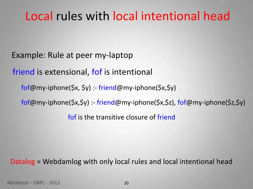 local rules with local intentional head