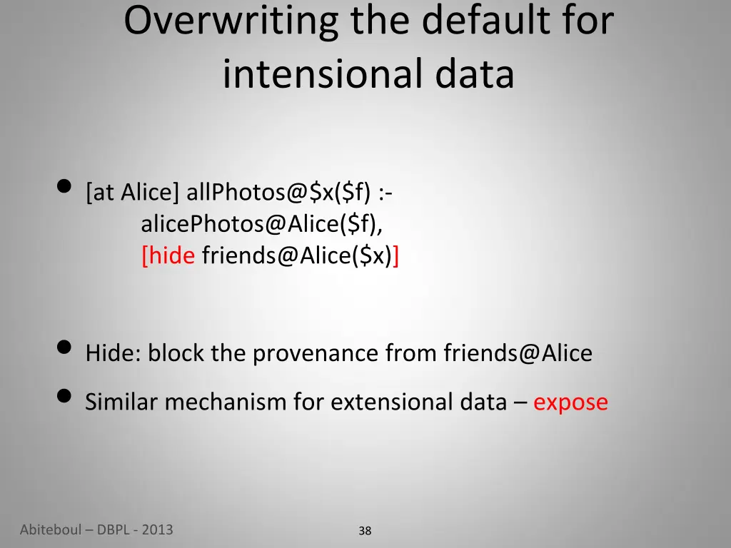 overwriting the default for intensional data 1