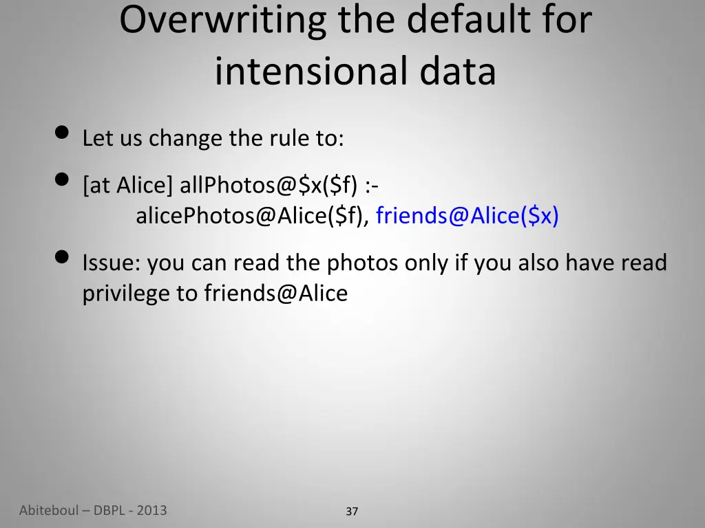 overwriting the default for intensional data