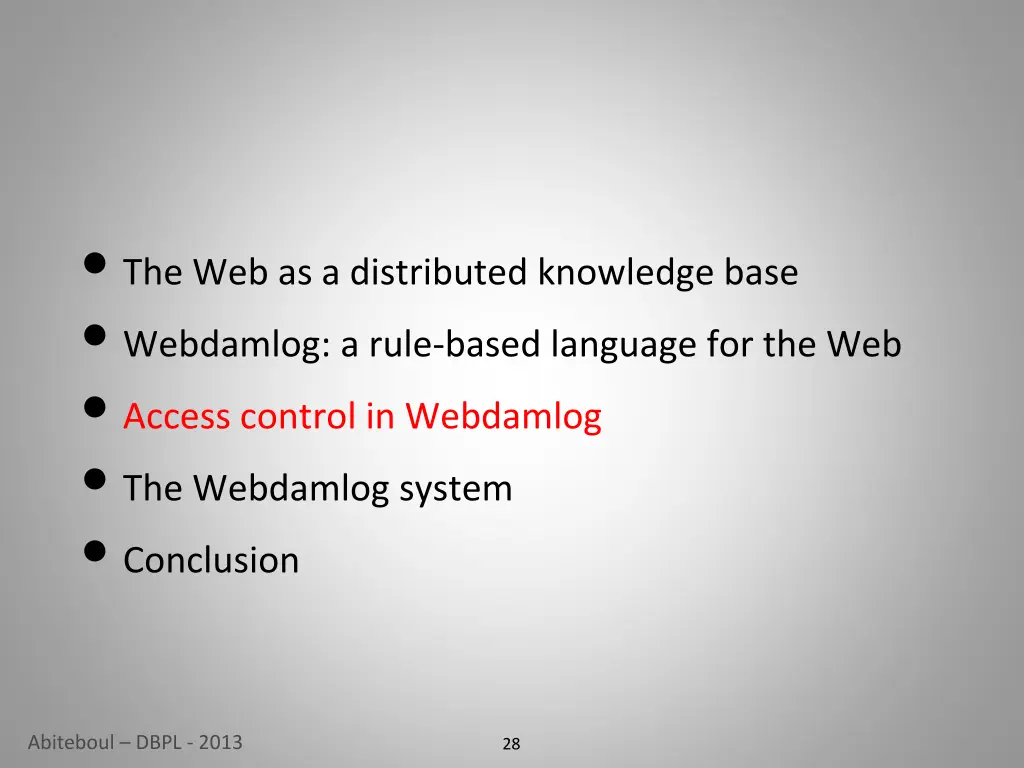 the web as a distributed knowledge base webdamlog 2