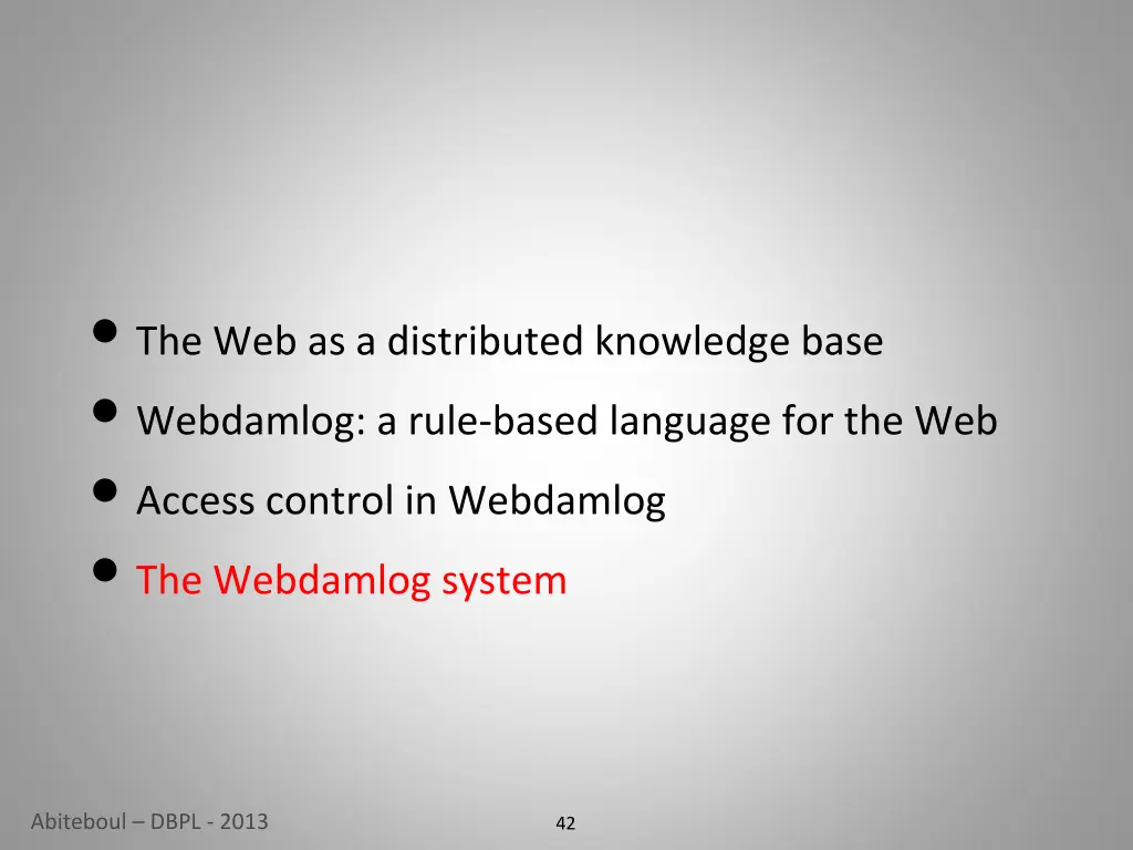 the web as a distributed knowledge base webdamlog 3