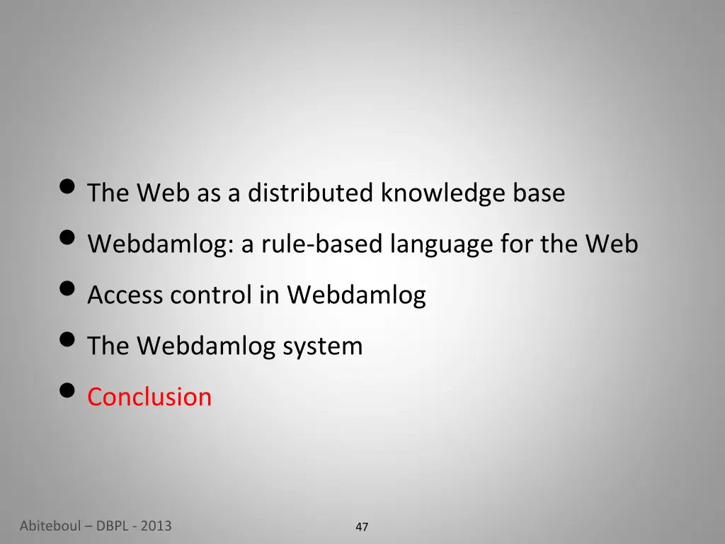 the web as a distributed knowledge base webdamlog 4