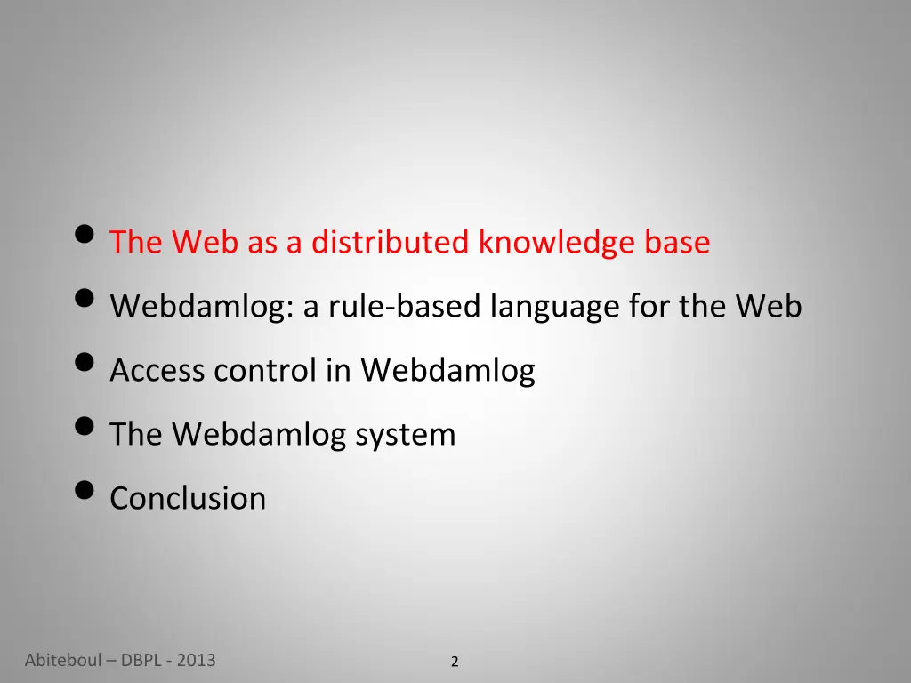 the web as a distributed knowledge base webdamlog