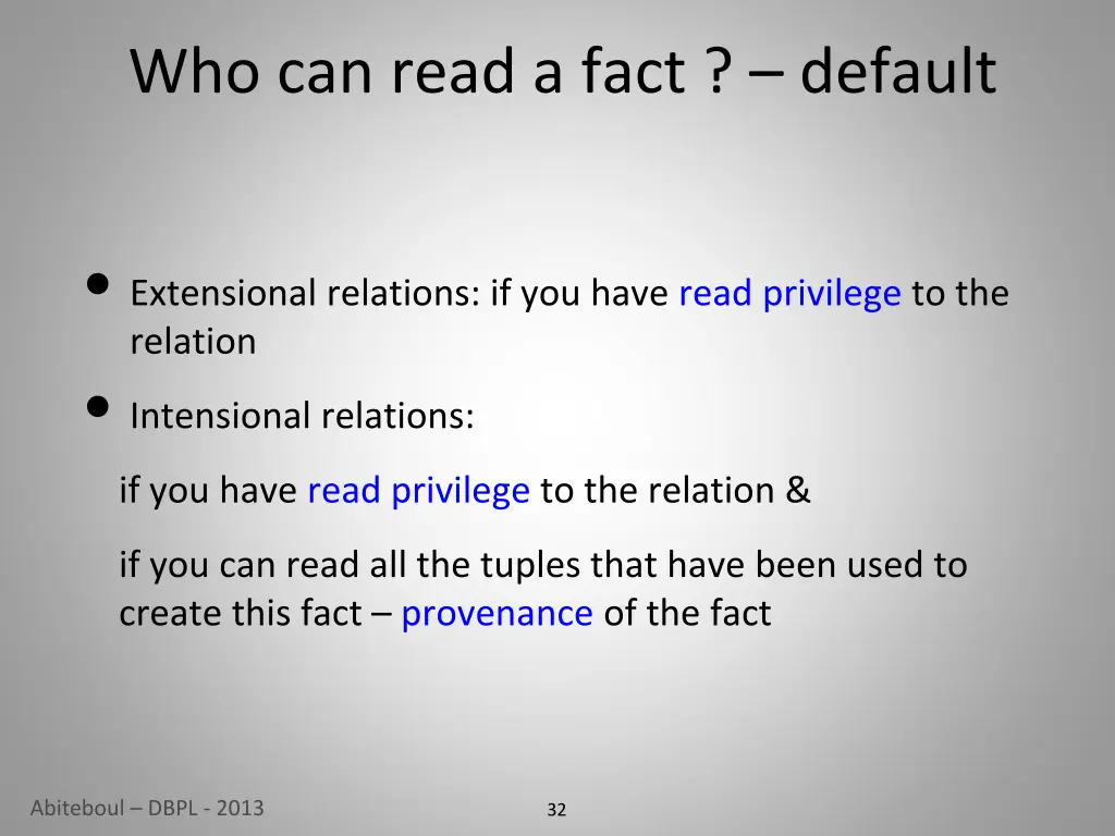 who can read a fact default