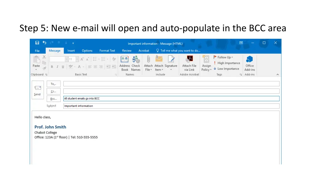 step 5 new e mail will open and auto populate