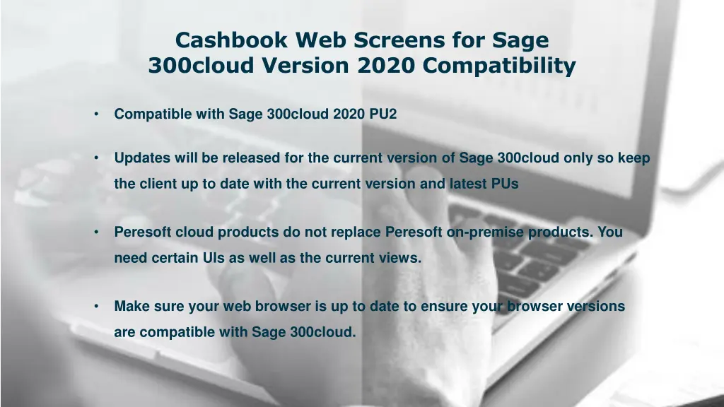 cashbook web screens for sage 300cloud version