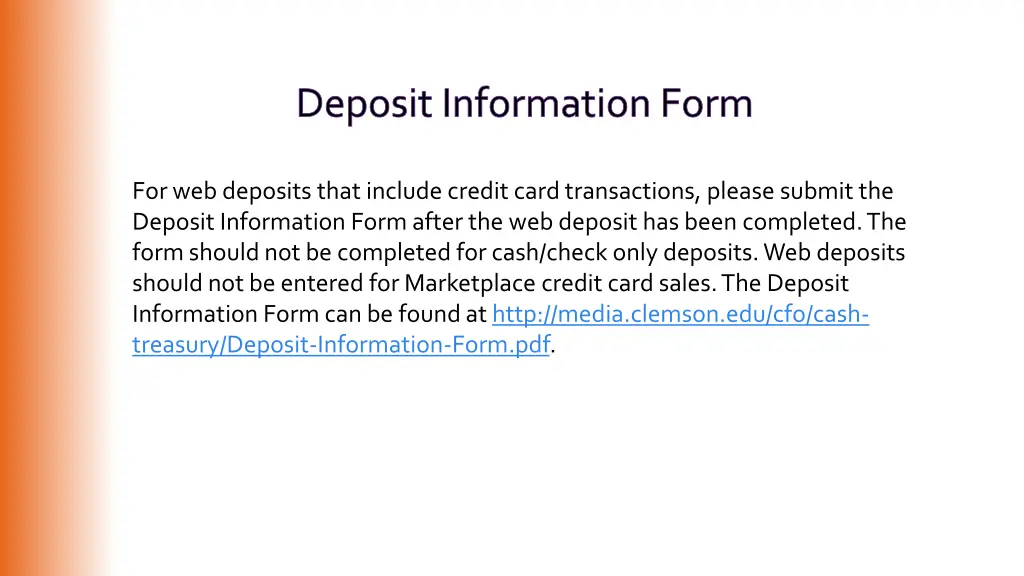 deposit information form