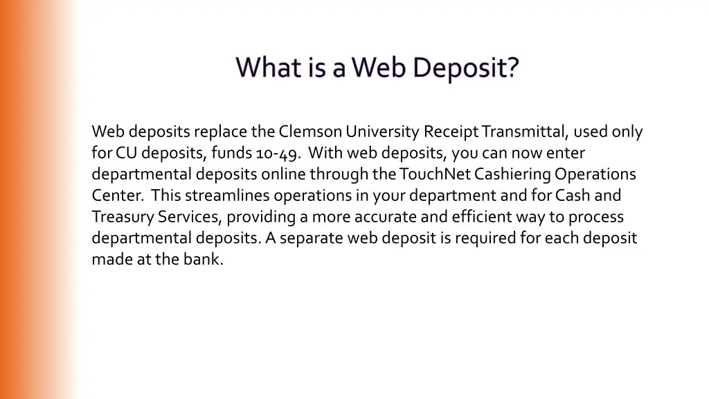 what is a web deposit