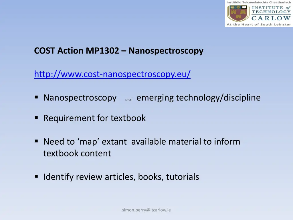 cost action mp1302 nanospectroscopy