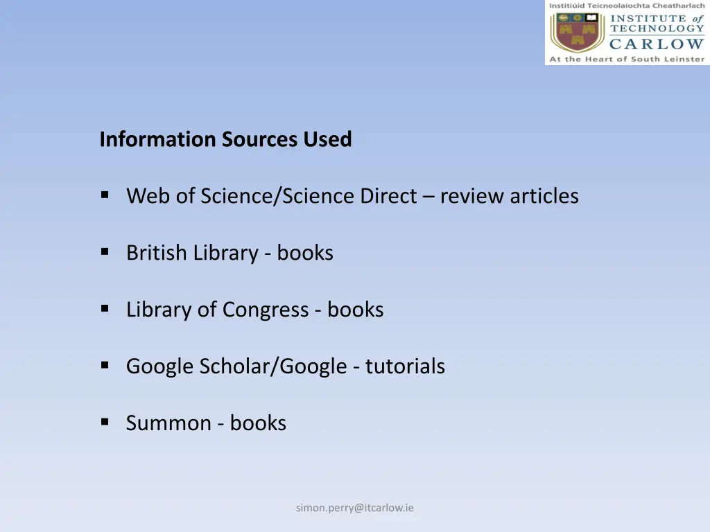 information sources used