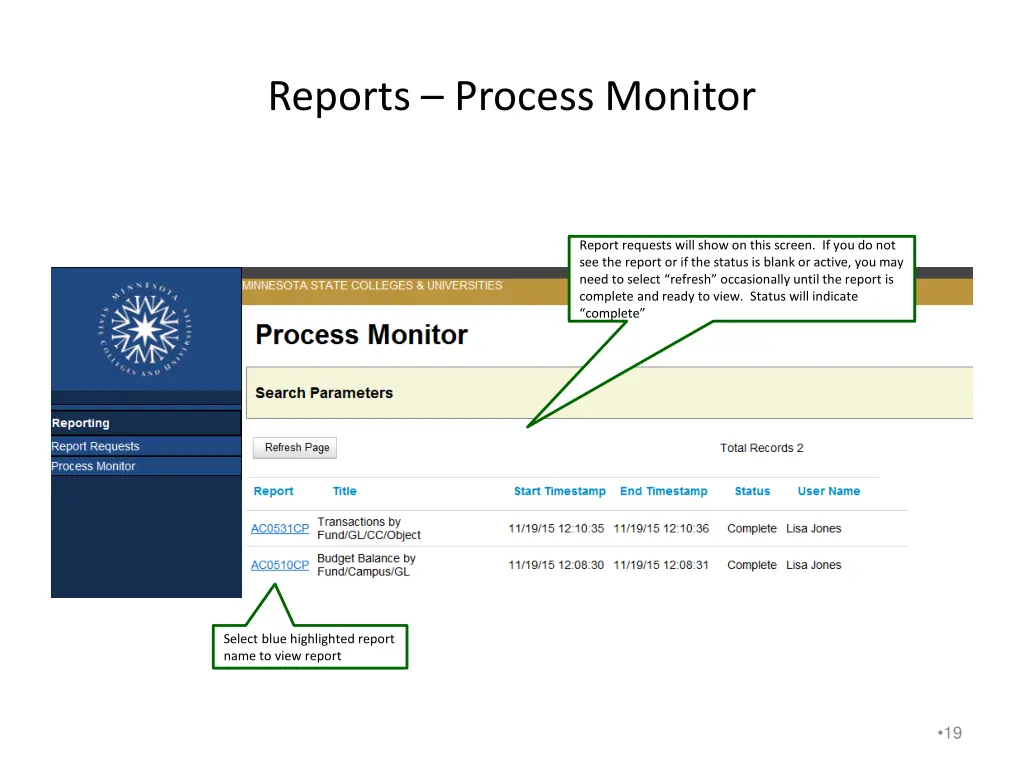 reports process monitor