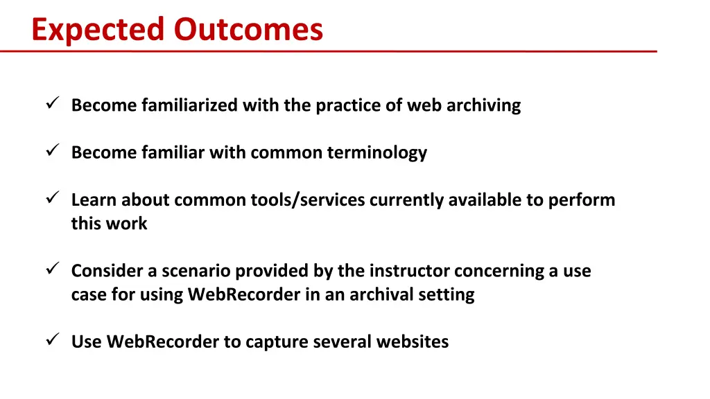 expected outcomes