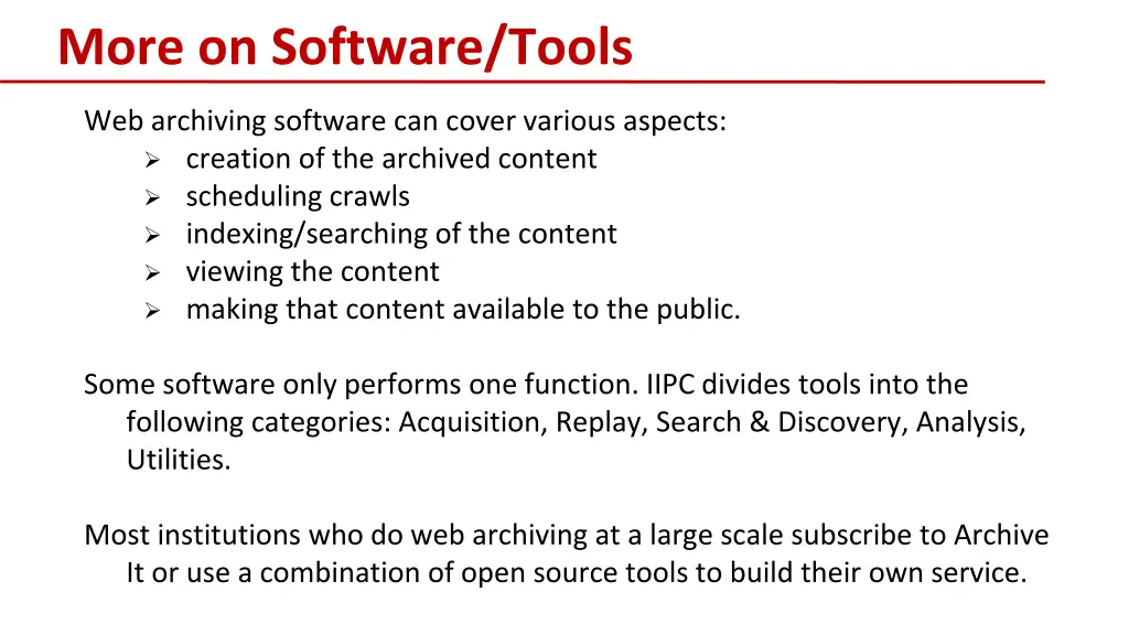 more on software tools