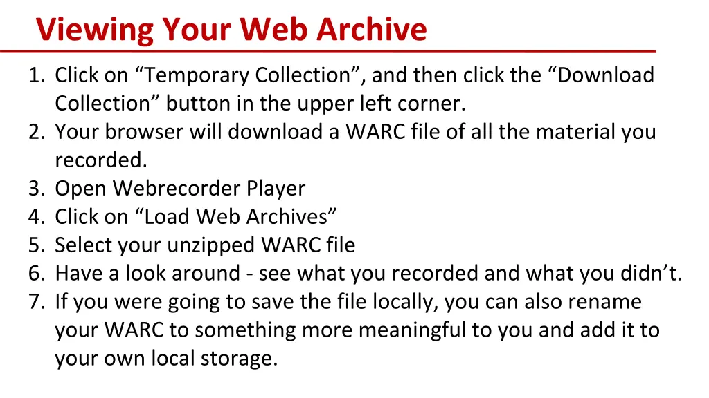 viewing your web archive