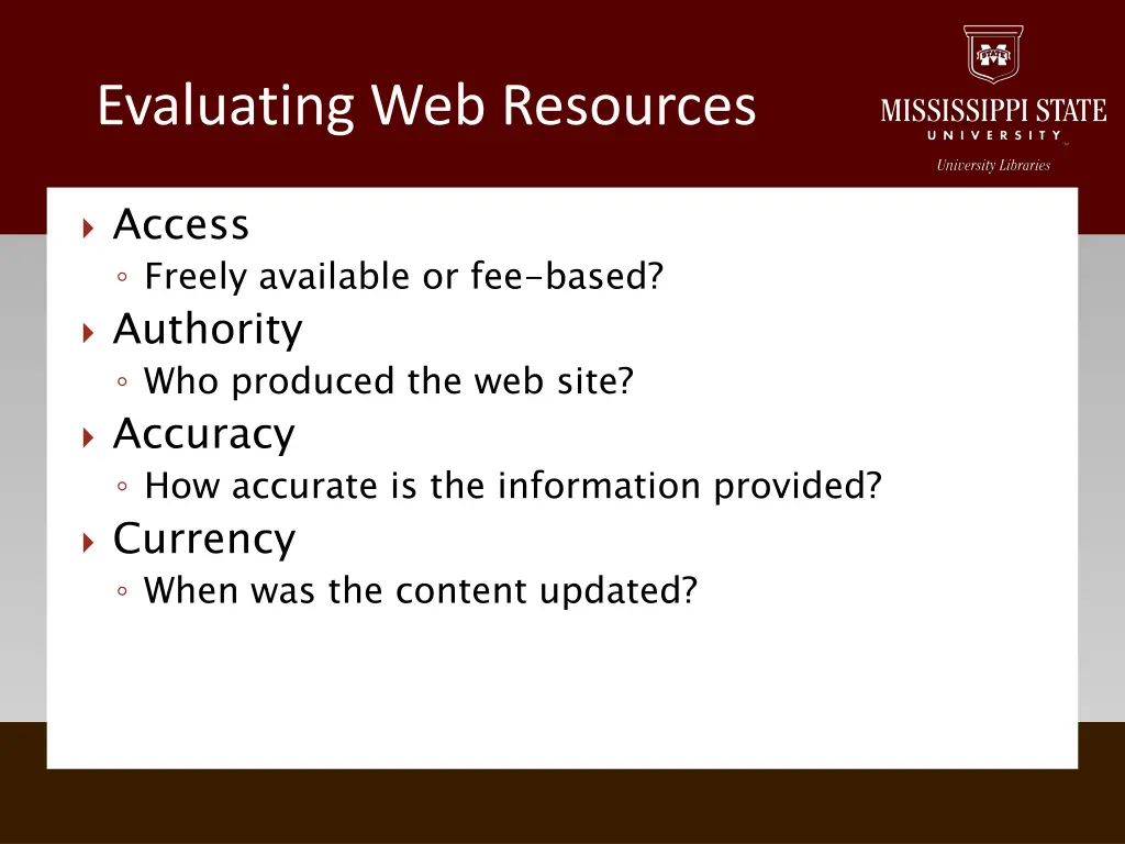 evaluating web resources