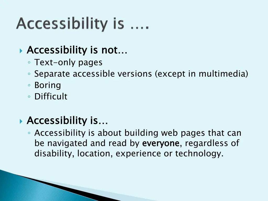 accessibility is not text only pages separate