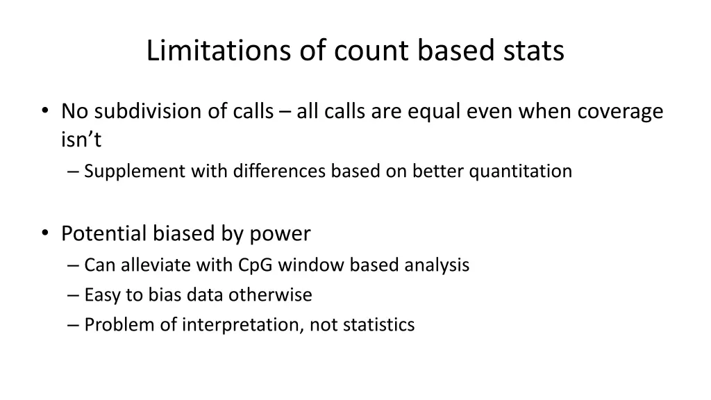 limitations of count based stats