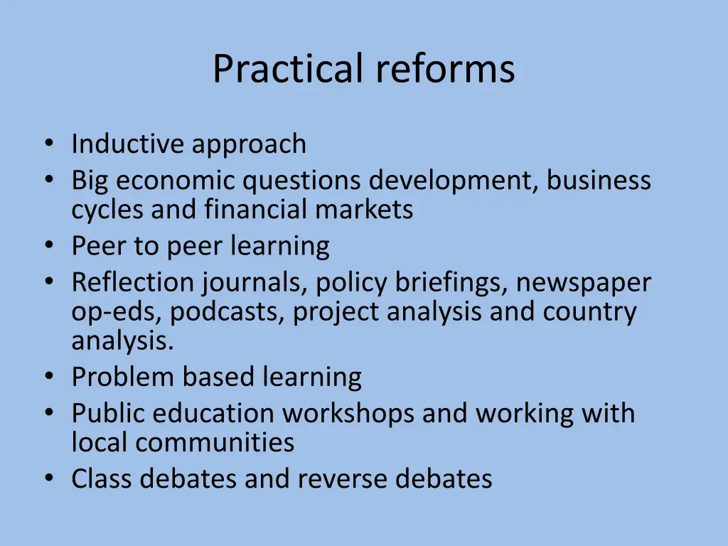 practical reforms