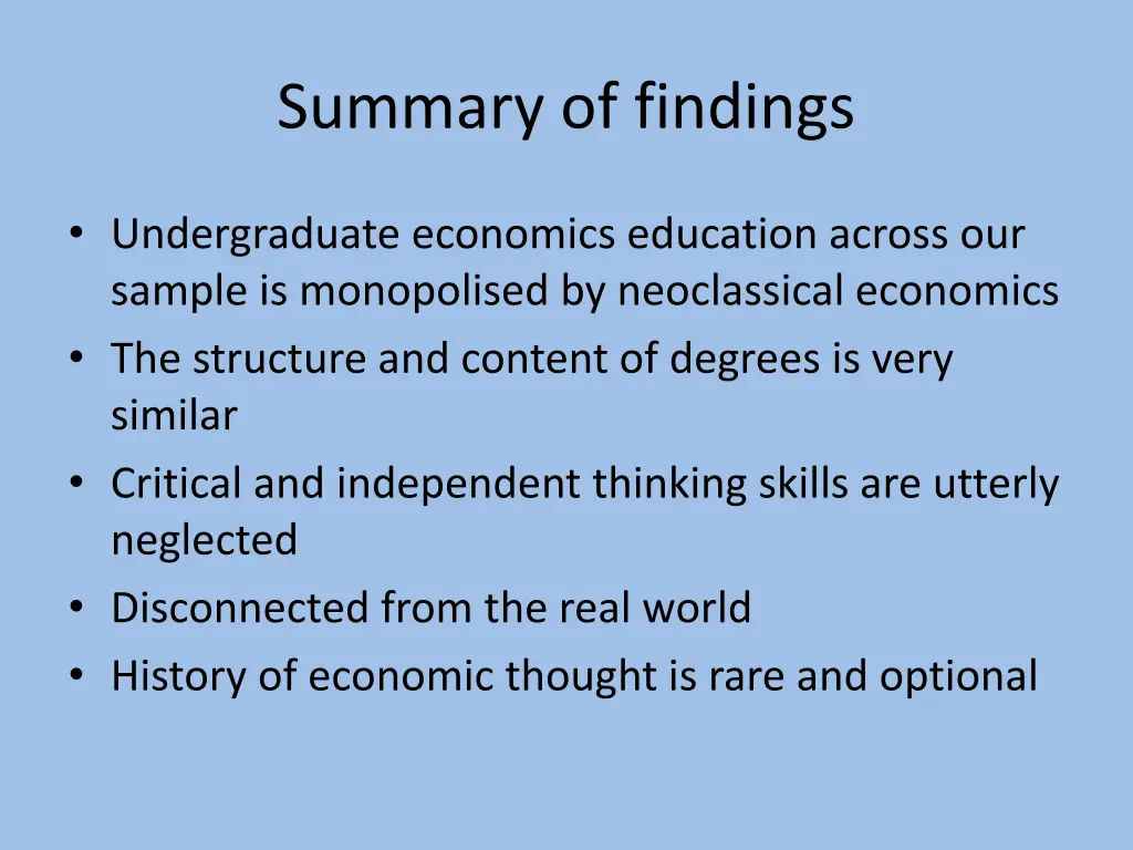 summary of findings