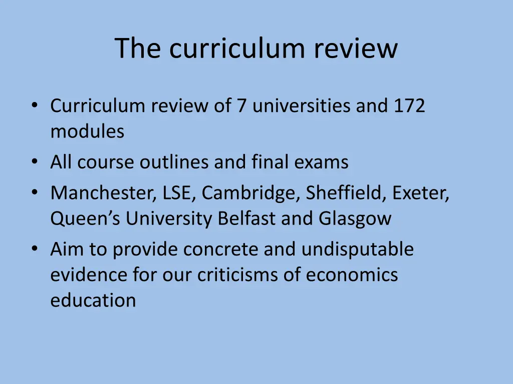 the curriculum review