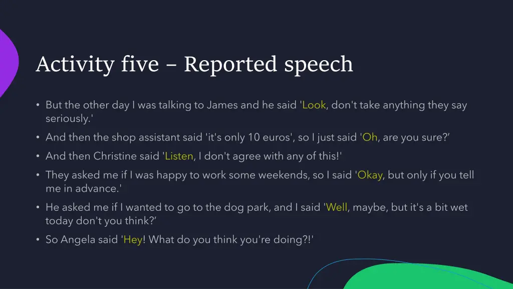 activity five reported speech 1