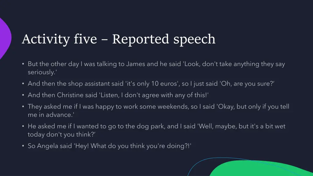 activity five reported speech