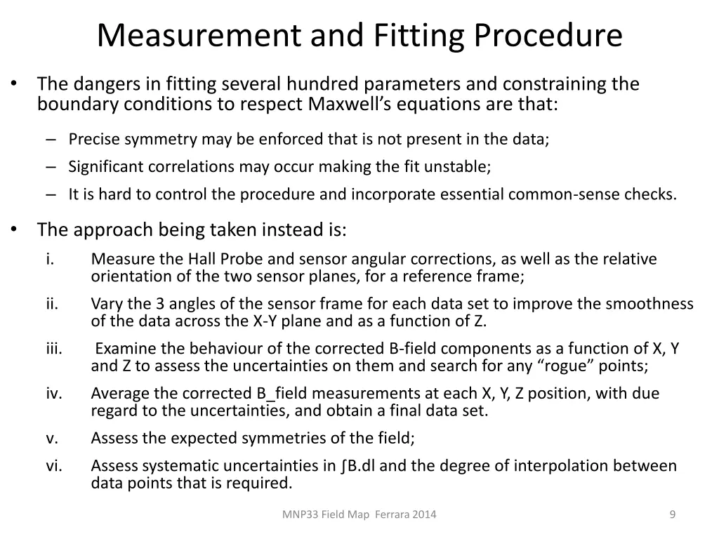 measurement and fitting procedure