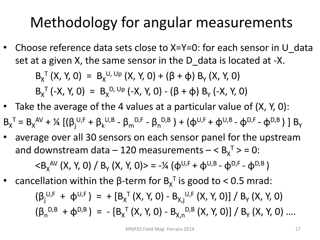 methodology for angular measurements