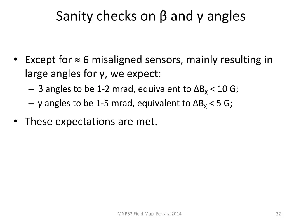 sanity checks on and angles