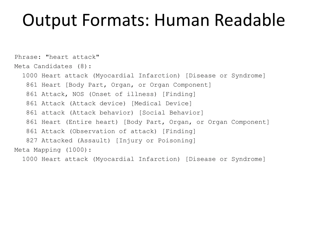 output formats human readable