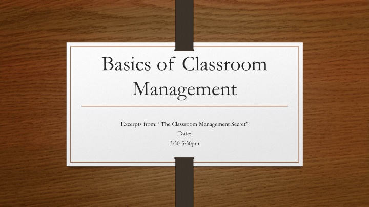 basics of classroom management