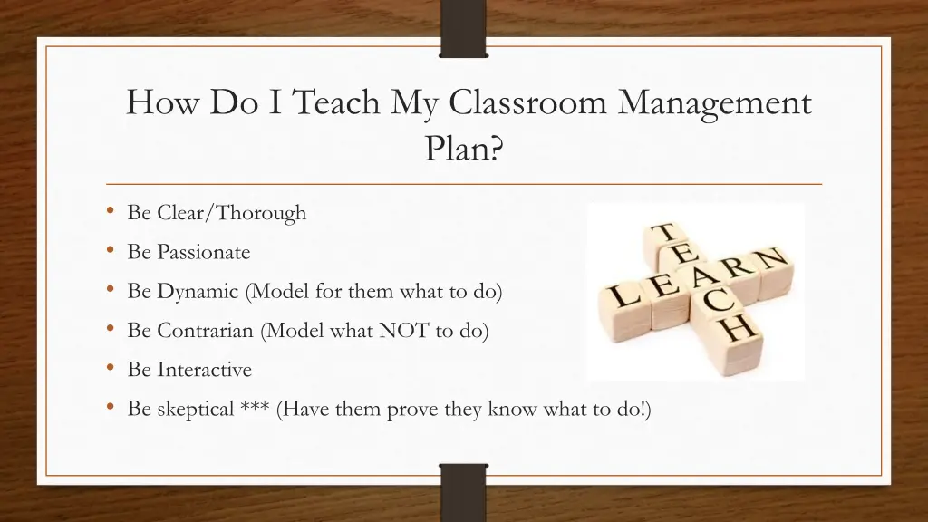 how do i teach my classroom management plan