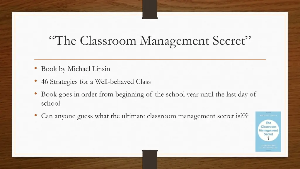 the classroom management secret